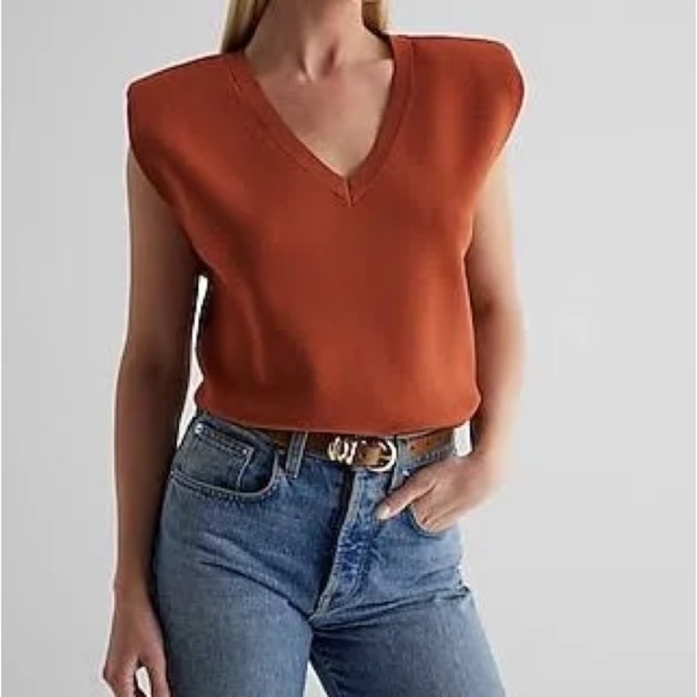 Express Orange Sleeveless V-Neck